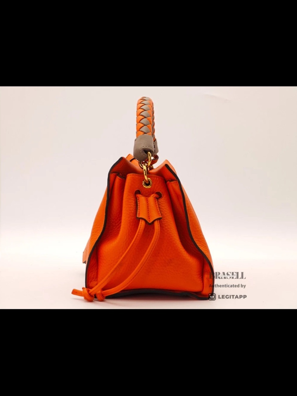 Mulberry Orange Braided-Handle Satchel with Gold Hardware - Picture 5 of 16